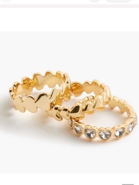J. Crew Set of three Gold heart rings for women NWT size 7